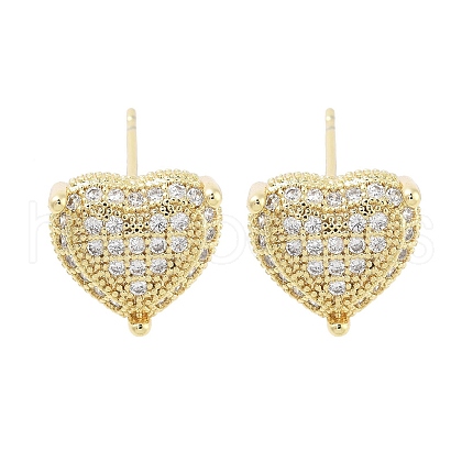 Brass Micro Pave Clear Cubic Zirconia Studs Earring for Women EJEW-S217-A05-1