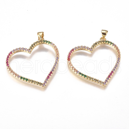 Brass Micro Pave Cubic Zirconia Pendants ZIRC-G168-10G-1