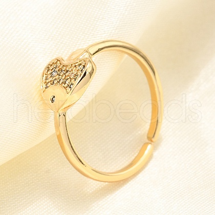 Brass Micro Pave Clear Cubic Zirconia Cuff Rings for Women RJEW-H247-33G-1