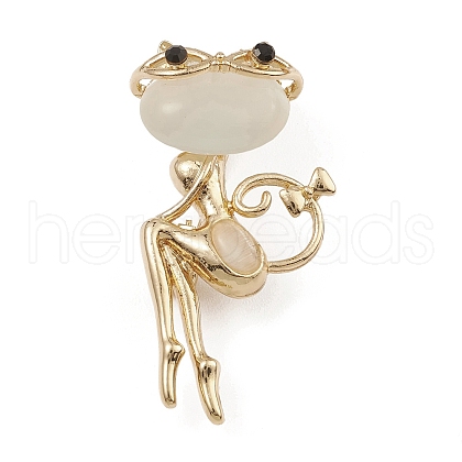 Alloy with Cat Eye Brooch JEWB-Q030-46G-1