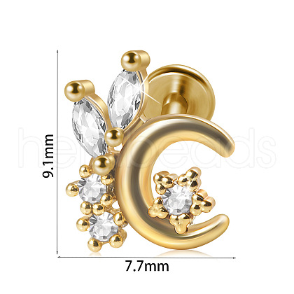 304 Stainless Steel Micro Pave Clear Cubic Zirconia Cartilage Earrings WG369ED-21-1