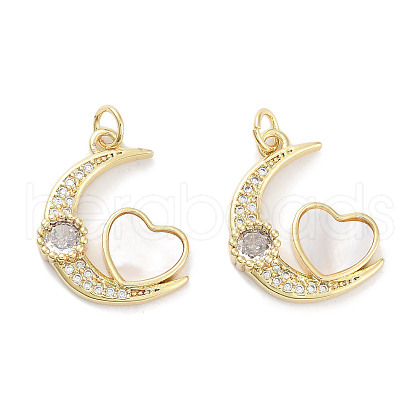 Brass Micro Pave Clear Cubic Zirconia Pendants KK-L213-045G-1