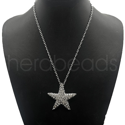 Alloy Rhinestone Pendant Necklaces QD9835-15-1