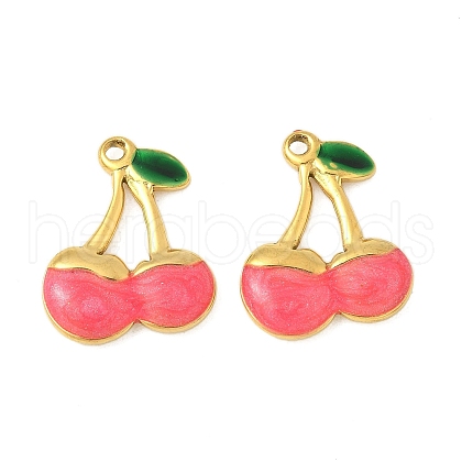 304 Stainless Steel Enamel Pendants STAS-V015-48G-B-1