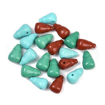 Dyed Synthetic Turquoise 3 Hole Guru Beads G-C198-01A-01-1