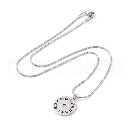 201 Stainless Steel 12 Constellations Pendant Necklace with 304 Stainless Steel Snake Chains for Women NJEW-JN04140-1
