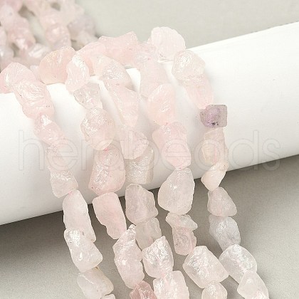 Raw Rough Natural Rose Quartz Beads Strands G-M453-D01-1