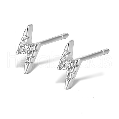 S925 Sterling Silver Cubic Zirconia Lightning Stud Earrings OB5526-6-1