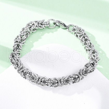 304 Stainless Steel Byzantine Chains Bracelets for Women Men BJEW-R018-16P-1