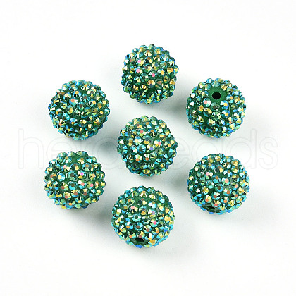 Chunky Resin Rhinestone Bubblegum Ball Beads RESI-S256-20mm-SAB13-1