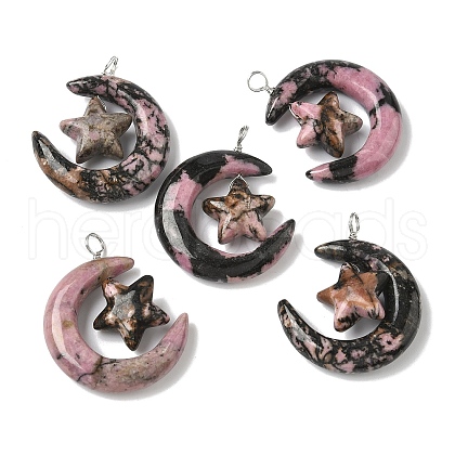 Natural Rhodonite Pendants G-Z086-01P-19-1