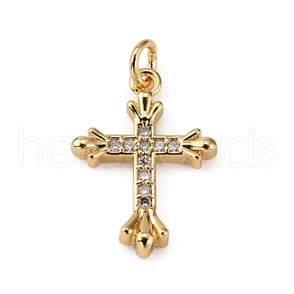 Brass Micro Pave Clear Cubic Zirconia Pendants KK-WH0035-80-1