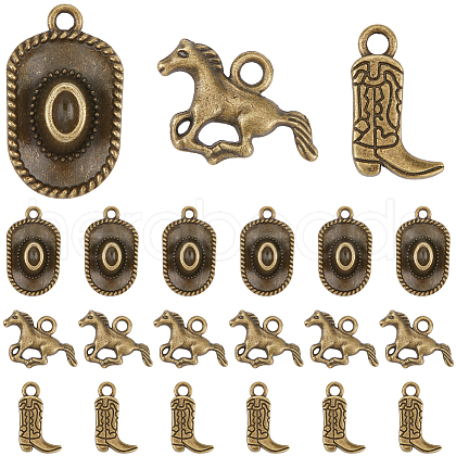 SUNNYCLUE 90Pcs 3 Styles Tibetan Style Alloy Pendants FIND-SC0011-69-1