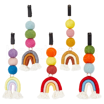 5Pcs 5 Styles Rainbow Wool Felt Car Air Vent Clips HJEW-DR00041-1