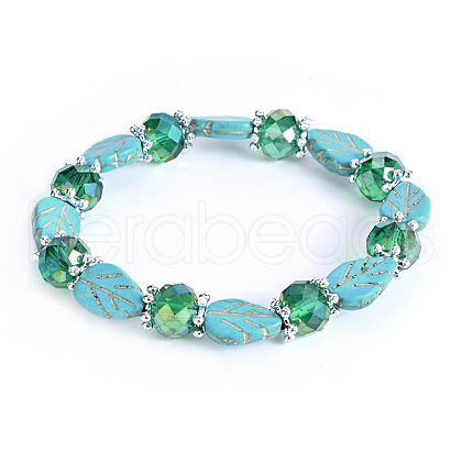 Vintage Leaf Synthetic Turquoise Beaded Bracelets for Women FL7669-6-1