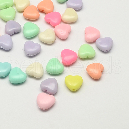 Opaque Acrylic Heart Beads SACR-Q100-M039-1