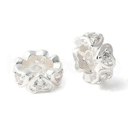 Brass Micro Pave Clear Cubic Zirconia Wheel Beads KK-A253-03S-1