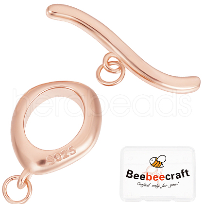 Beebeecraft 1Pc 925 Sterling Silver Toggle Clasps STER-BBC0007-51RG-1