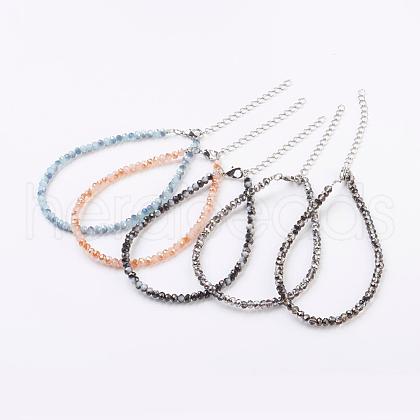 Faceted Glass Beads Anklets AJEW-AN00209-1