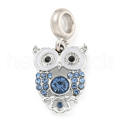 Rack Plating Alloy Enamel Owl European Dangle Charms FIND-B034-11P-02-1