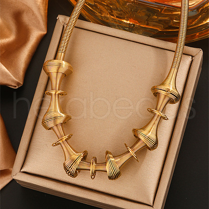 304 Stainless Steel Irregular Twisted Chain Spiral Bib Necklaces for Women NJEW-B127-01G-01-1