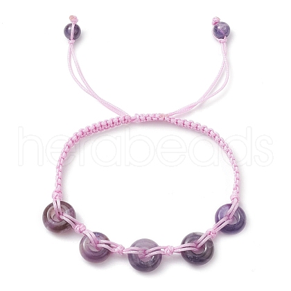 Natural Amethyst Rondelle Braided Bead Bracelets BJEW-TA00492-01-1