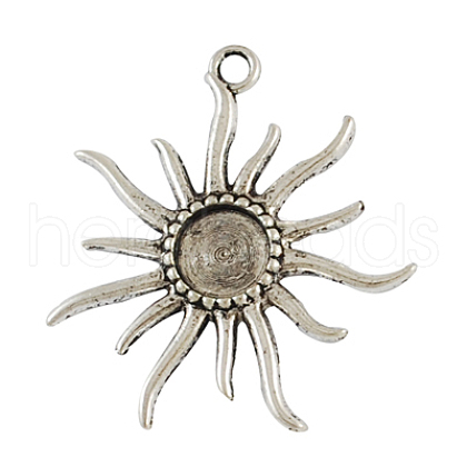 Tibetan Alloy Flower Pendant Cabochon Bezel Settings PALLOY-A13079-AS-NR-1