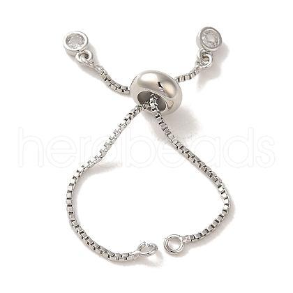Rack Plating Adjustable Brass Box Chain Slider Bracelet Making KK-M285-03P-1