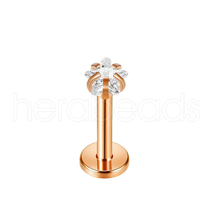 Stainless Steel Clear Cubic Zirconia Threadless Labret Stud WGC142D-14-1