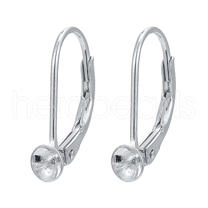 925 Sterling Silver Leverback Hoop Earrings STER-L054-51S-1