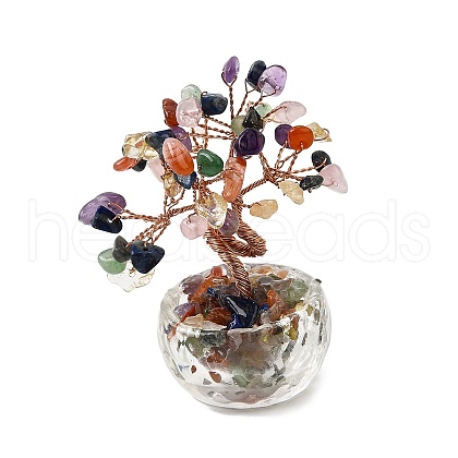 Natural Mixed Gemstone Chips Tree of Life Decorations DJEW-Q010-01E-1