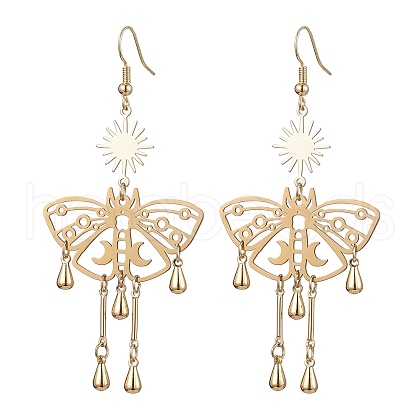 201 Stainless Steel Butterfly Pendants Dangle Earrings EJEW-TA00450-1