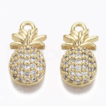 Brass Micro Pave Cubic Zirconia Charms X-KK-R132-049-NF-1