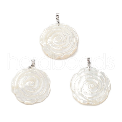 Natural White Shell Pendants BSHE-E029-03P-01-1