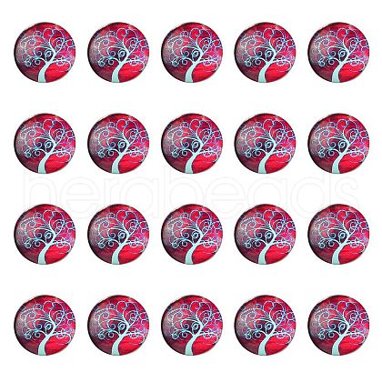 Half Round/Dome Tree Pattern Glass Flatback Cabochons for DIY Projects GGLA-YW0001-14E-1