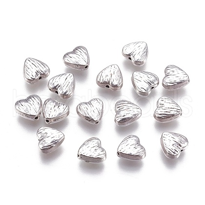 Tibetan Style Alloy Heart Carved Stripes Beads TIBEB-5667-AS-FF-1