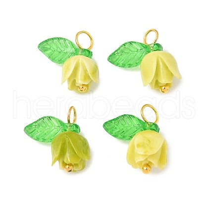 Flower Shape Synthetic Shell Charms PALLOY-JF03862-03-1