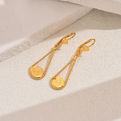 Vintage Geometric Coin Tassel Brass Hoop Earrings JE1734-4-1