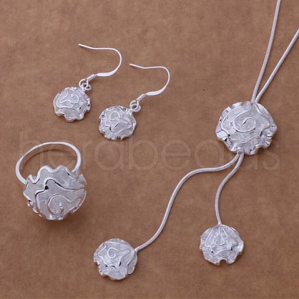 Brass Pendant Necklace & Stud Earring & Ring FS-WG54E60-09-1