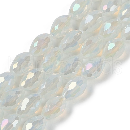 Opaque Solid Color Electroplate Glass Beads Strands EGLA-N013-J10mm-B02-1