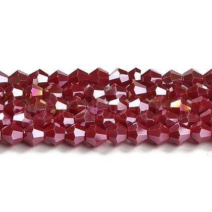Opaque Solid Color Electroplate Glass Beads Strands GLAA-F029-P4mm-A01-1