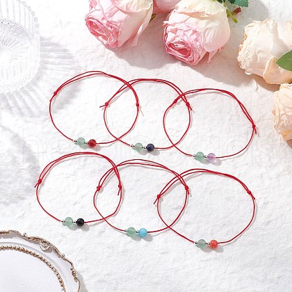 6Pcs Natural Gemstone Beads  Bracelets for Men Women BJEW-JB11752-1