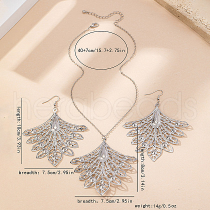 Phoenix Tail Alloy Pendant Necklaces & Dangle Earrings Sets FS-WGDD50B-02-1