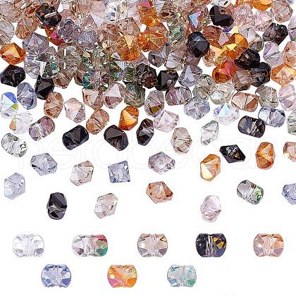 AHADERMAKER 160Pcs 8 Style Transparent Electroplate Glass Beads Strands EGLA-GA0001-14-1