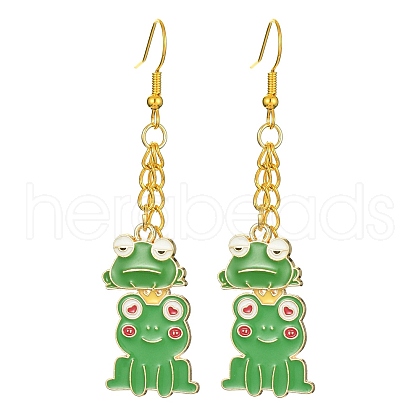 Alloy Enamel Frog Dangle Earrings with Iron Earring Pins for Women EJEW-JE05421-02-1