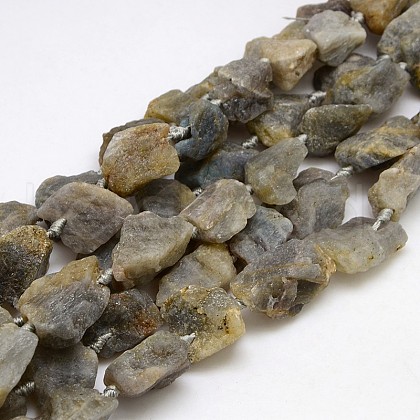 Natural Raw Rough Gemstone Labradorite Beads Strands G-L159-11-1