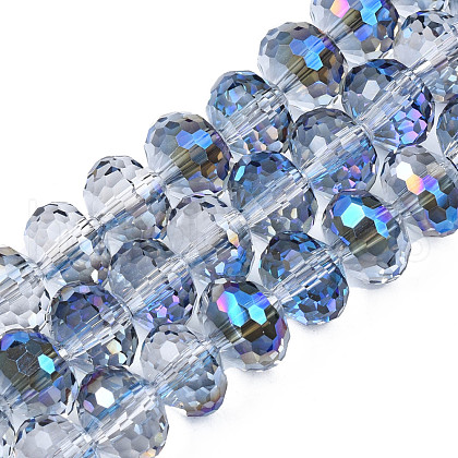 Electroplate Transparent Glass Beads Strands EGLA-N002-16-B01-1