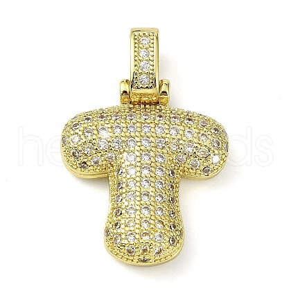 Brass Micro Pave Clear Cubic Zirconia Pendants KK-M279-01G-T-1