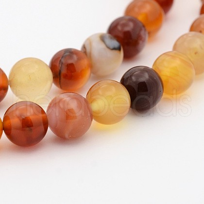 Natural Red Agate Dyed Round Bead Strands G-P070-20-8mm-1