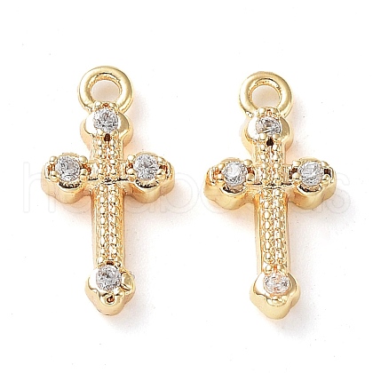 Rack Plating Brass Micro Pave Cubic Zirconia Pendants KK-K333-79G-1